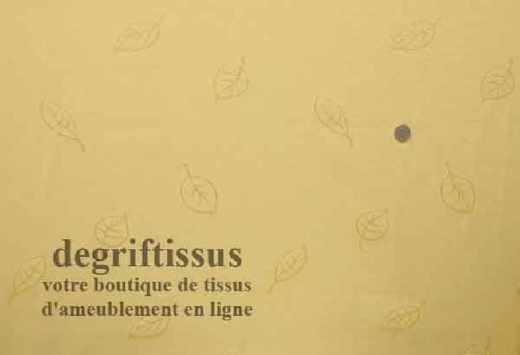 Tissu jaune à feuilles pour coussin - rideau Dégriftissus vous propose ce tissu d&#039;ameublement reps jaune. Tissu d&#039;ameublement ti