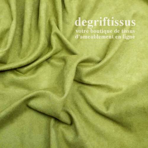 Tissu d&#039;ameublement - Daim suédine vert anis - pour fauteuil - canapé - banquette - chaise - tête de lit - degriftissus.com 