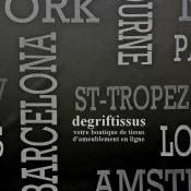 Degrif Tissus vous propose ce tissu d'ameublement villes du monde, satiné tissé, pour voyager de chez soi Amsterdam - Barcelon