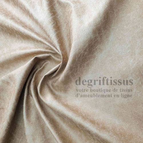 Tissu d&#039;ameublement - cuir vieilli crème - Dégrif&#039; tissus