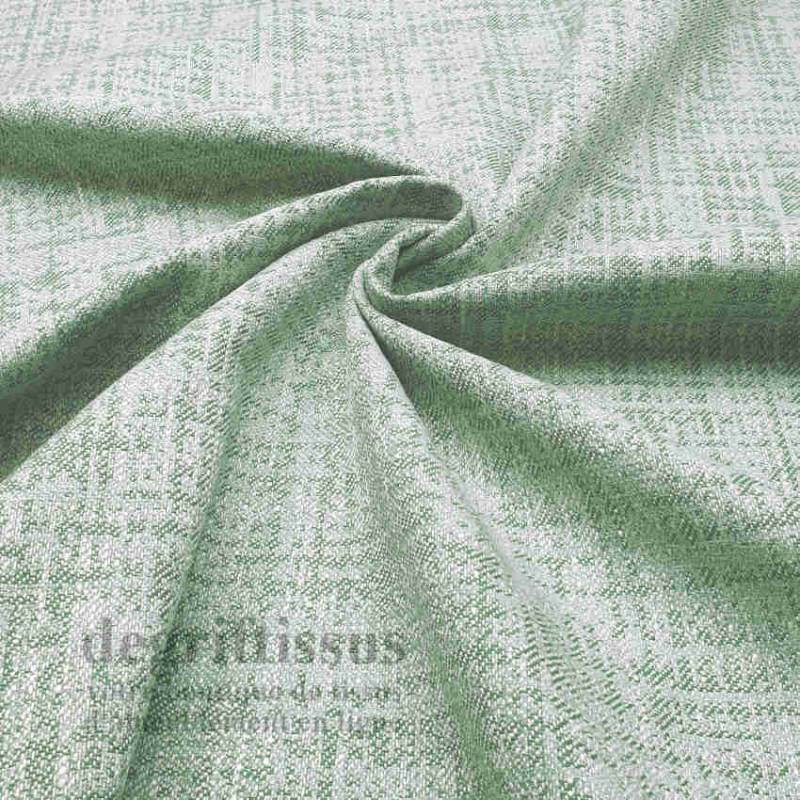 Tissu ameublement tissé Jacquard, hachuré vert - siège - chaise - fauteuil - canapé - double rideau - degriftissus.com