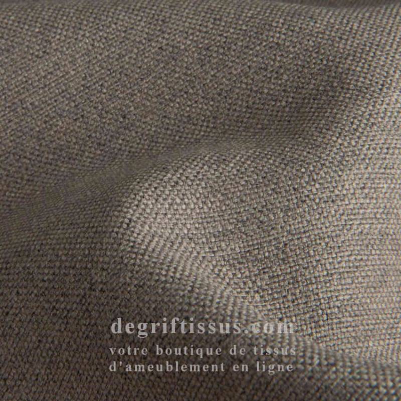 Tissu ameublement imitation lin taupe - haute résistance - doublé toile - lisse au grain fin - degriftissus.com