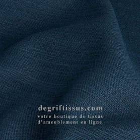 Tissu ameublement imitation lin bleu nuit - haute résistance - doublé latex - lisse au grain fin - degriftissus.com