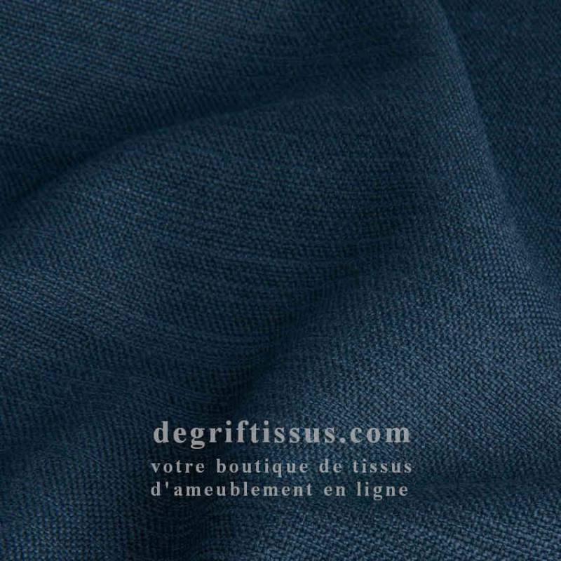 Tissu ameublement imitation lin bleu nuit - haute résistance - doublé latex - lisse au grain fin - degriftissus.com