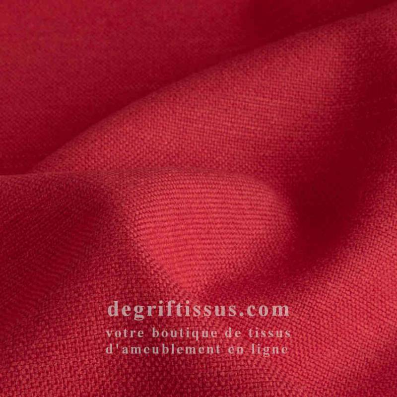 Tissu ameublement imitation lin Hathor rouge - haute résistance - doublé - lisse au grain fin - degriftissus.com