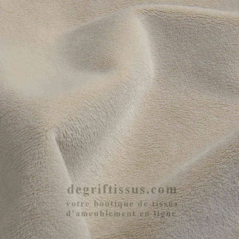 Tissu ameublement - Velours Agate crème - fauteuil - chaise - canapé coussin banquette salon - rideau - degriftissus.com