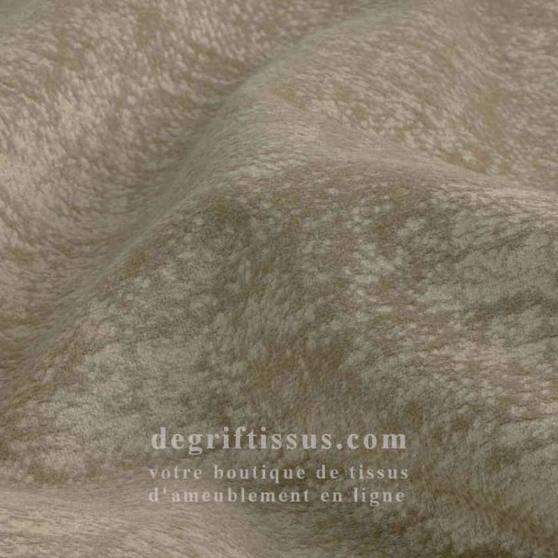 Tissu ameublement - Velours Amory beige - fauteuil - chaise - canapé coussin banquette salon - rideau - degriftissus.com
