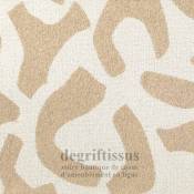 Tissu ameublement - Jacquard écru et beige - intérieur extérieur - résistant soleil et météo - tout usage - degriftissus.com